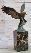 Firmato American Calvo Aquila Bronzo Scultura Statua Statuina Figura Art Deco