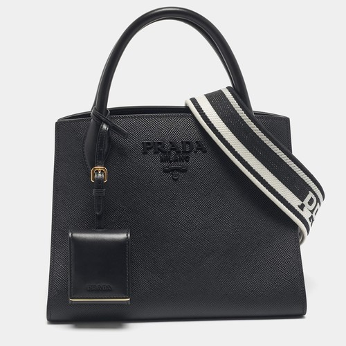 Borsa prada nera saffiano - nera, cuir
