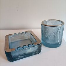 SERGIO ASTI per ARNOLFO DI CAMBIO SET DA FUMO VINTAGE ANNI 70 2 PZ VETRO ARGENTO