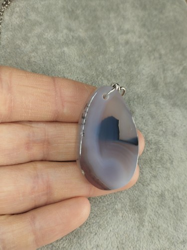 Collana acciaio inox con agata - acciaio,