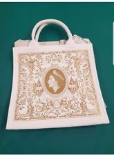 Borsa shopper Harrods edizione limitata Queen's Elizabeth piccola bianca NUOVA❤