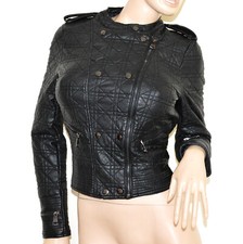 Giubbino donna nero giacca giubbotto eco pelle giacchino giaccone avvitato UA27