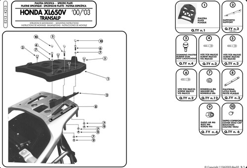 Givi kit piastra - piastra, per