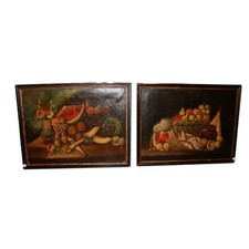 Coppia di oli su tela italiani