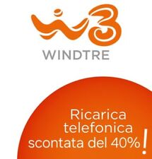 Ricarica Windtre scontata del 40% (diversi importi disponibili) 
