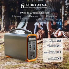 Centrale Elettrica Portatile 320Wh, 240W, Generatore con Batteria LiFePO4 6 Porte Solare