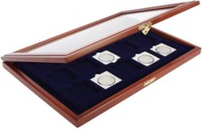 SAFE VETRINETTA IN LEGNO PER MONETE CON 15 CASELLE QUADRATE PER MONETE IN OBLO