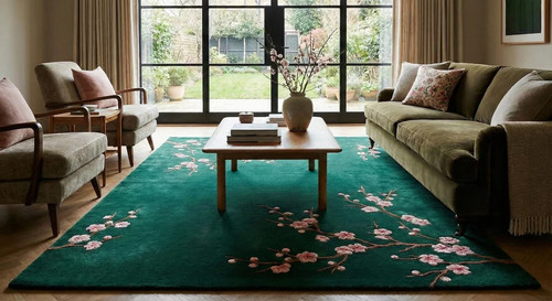 Tappeto lana con fiori - lana,