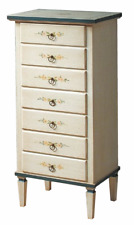 MOBILE CASSETTIERA 7 CASSETTI LEGNO MASSELLO BIANCA PARTICOLARI AZZURRI  FE1345