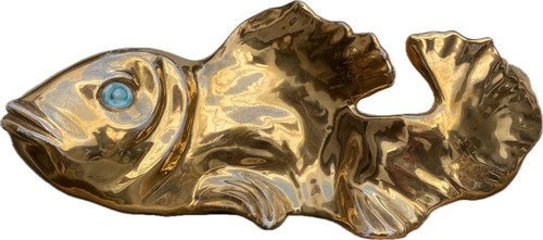 Pesce ceramica dorata - pesce, in