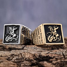 Anello design intaglio protezione San Giorgio drago assassino san Michele eroe arcangelo