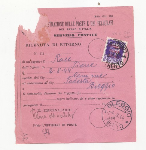 Bb509 ricevuta ritorno - bb509-ricevuta, £
