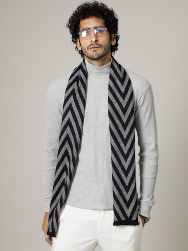 Pashmina nero grigio chevron - pashmina,
