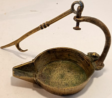 ANTICA LUCERNA LUME A  OLIO - IN OTTONE -D'EPOCA-LAMPADA A OLIO