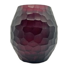 Vaso fiori Bergamo Art 7" alto decorativo fatto a mano vetro viola taglio
