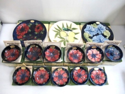 Moorcroft plate bowl - plate, set