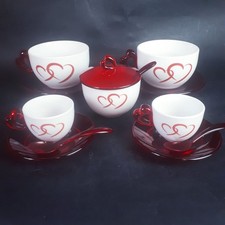 Set caffè Guzzini Lovevintage rosso cuore 2x tazzine tazze colazione piattini