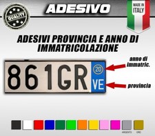 4 Adesivi Stickers per TARGA AUTO sigla PROVINCIA + ANNO IMMATRICOLAZIONE