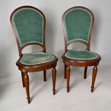 Coppia di Sedie antiche Francesi anni 20 30 in legno sedia imbottita Verde 