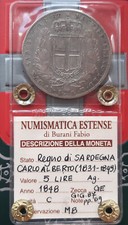 (£)    5 Lire 1848 - REGNO DI