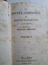 DIVINA COMMEDIA, opera completa, unico volume, da tasca (cm.14 x 8,5),  del 1824