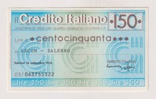 Miniassegni  CREDITO ITALIANO - 150 lire Salerno  16.09.76 Rif.  CRIT 63