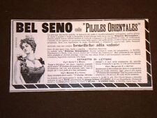 Pubblicità d'Epoca del 1903 Busto Bel seno Pilules Orientales Zambeletti Milano