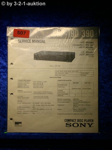 Manuale servizio sony - manuale, cdp