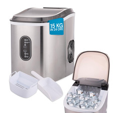 - Macchina Ghiaccio 15Kg/24H 105W in Acciaio Inox Con Cubetti in 2 Misure per Be
