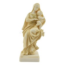 Statua Madre Vergine Maria con Gesù Bambino in alabastro 7,87" - 20 cm in mar...