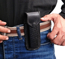 Fodero in pelle nero 5" per buck 110 tasca lama pieghevole coltello marsupio 1582