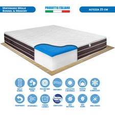 Materasso matrimoniale 160x190 a molle rinforzate e memory rigido alto 25cm