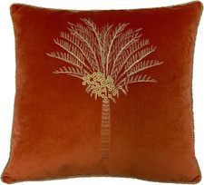 Cuscino Imbottito Con Piume Di Velluto Ricamato, Palma Del Deserto