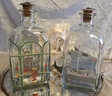 2 Pezzi Caraffa Caraffe Natale Marittimo Rum Liquore Vetro Bottiglia