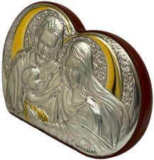 Icona immagine sacra Cornice quadro soprammobile Sacra Famiglia a cuore Made Ita