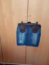 Benetton minigonna jeans tg 40 riporti in pelle