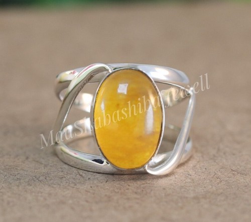 Anello agata ovale giallo