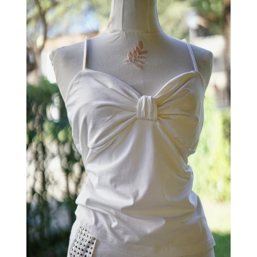 Top canottierina bianco cotone - top,