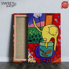 MATISSE GATTO E PESCI ROSSI Stampa su Tela ALTA' QUALITA' QUADRO MODERNO ARTE 