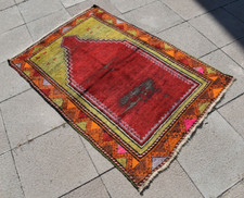 Antico tappeto curdo 38'' x 56'' anatolico oggetto da collezione tappeto Konya invecchiato