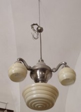 LAMPADARIO VINTAGE ANNI 50 Cromato con Vetri  Murano   DESIGN MODERNARIATO