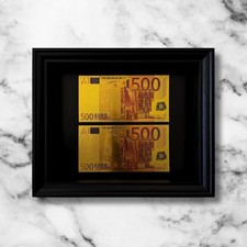 Cornice decorativa 20x25 con 2 banconote 500 euro dorate – quadro lusso moderno