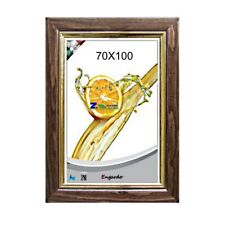 CORNICE LEGNO NOCE SCREZIATA CM 70X100 CON FILO DORATO ARTE POVERA IN PLEXIGLAS