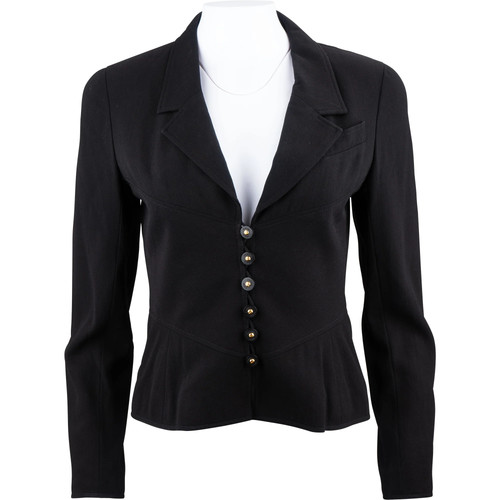 Chanel black wool jacket de36 - black, (de36