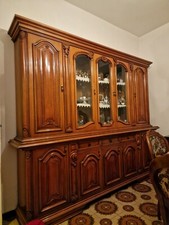 CREDENZA CON VETRINA IN LEGNO NOCE MASSELLO x cucina soggiorno sala pranzo
