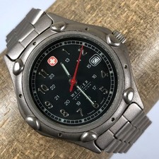 Orologio Wenger SAK Design Donna Abito Svizzera Data Tono Argento Quarzo Analogico 30mm 6"