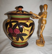 VASO CON COPERCHIO BISCOTTIERA TERRACOTTA SMALTATA  ( ALBISSOLA?)  ALTEZZA 30cm