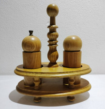 set saliera pepiera vintage in legno porta sale e macina pepe macinino da cucina