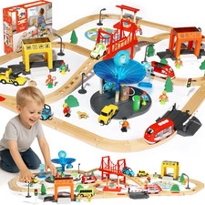 Wooden Train Set for Toddlers