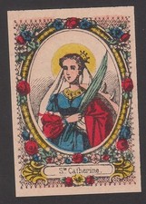 Ste Catherine - Imagerie d'Épinal colorée à la main - Image Pieuse Canivet F018